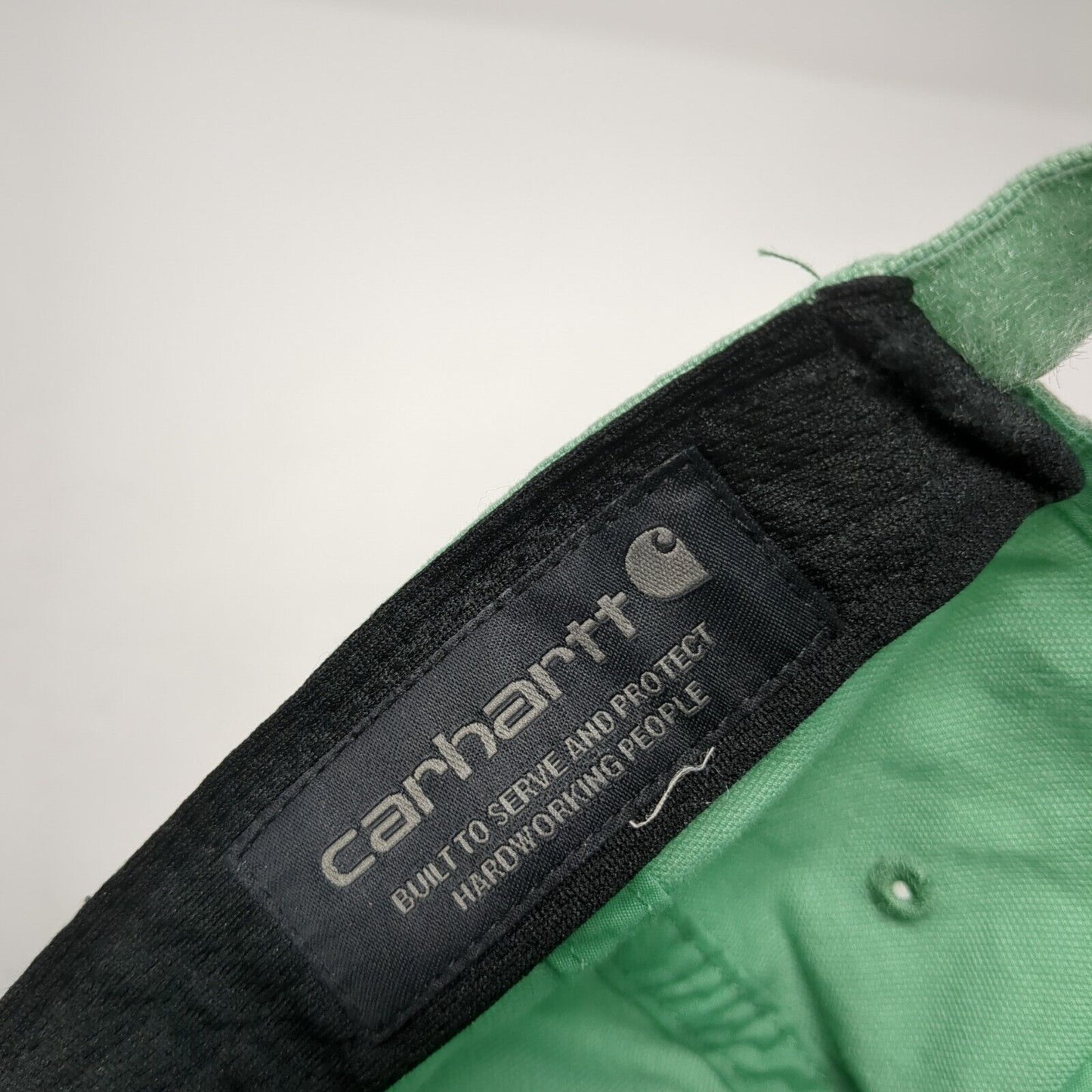 Carhartt Leather Patch Strapback Hat Green One Size Adjustable 6 Panel