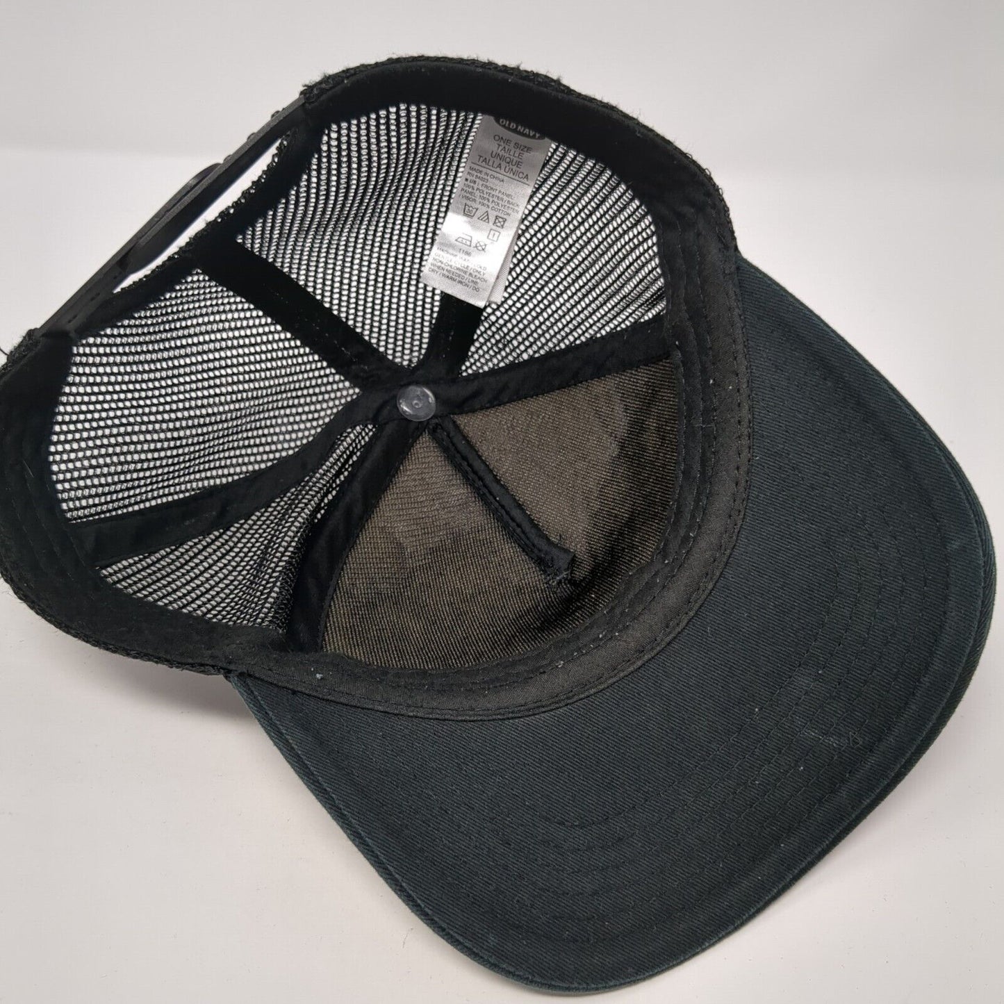 Old Navy Snapback Trucker Hat Black One Size Adjustable Mesh Back Polyester