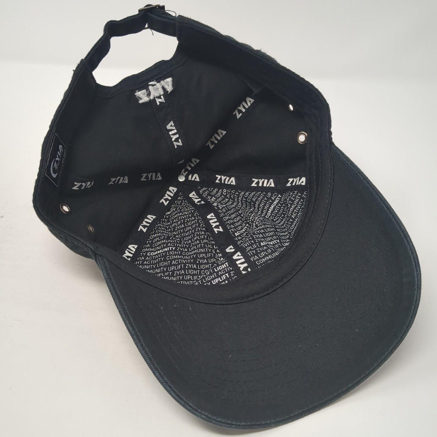 Zyia Active Slideback Hat Black One Size Adjustable Solid Embroidered