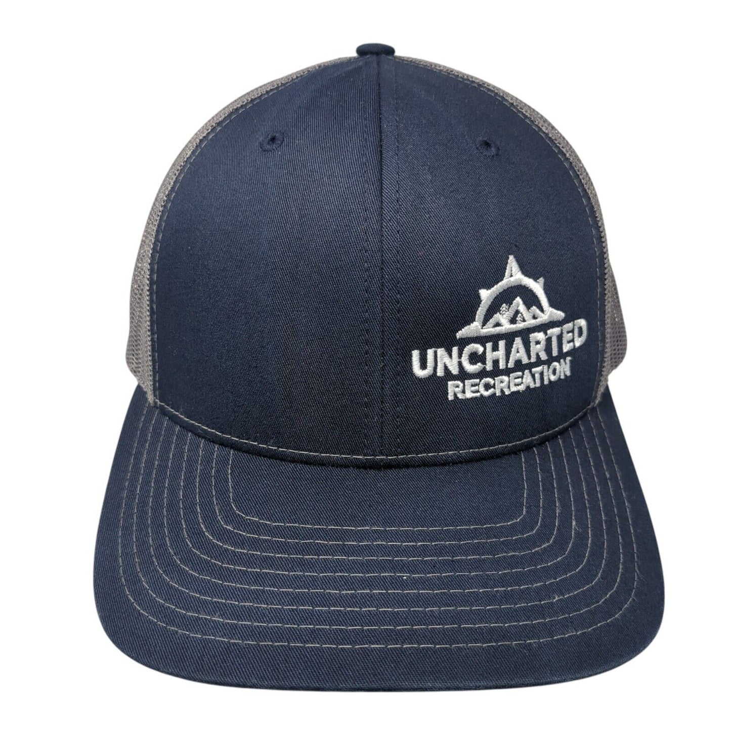 Uncharted Recreation Snapback Trucker Hat Blue One Size Mesh Back