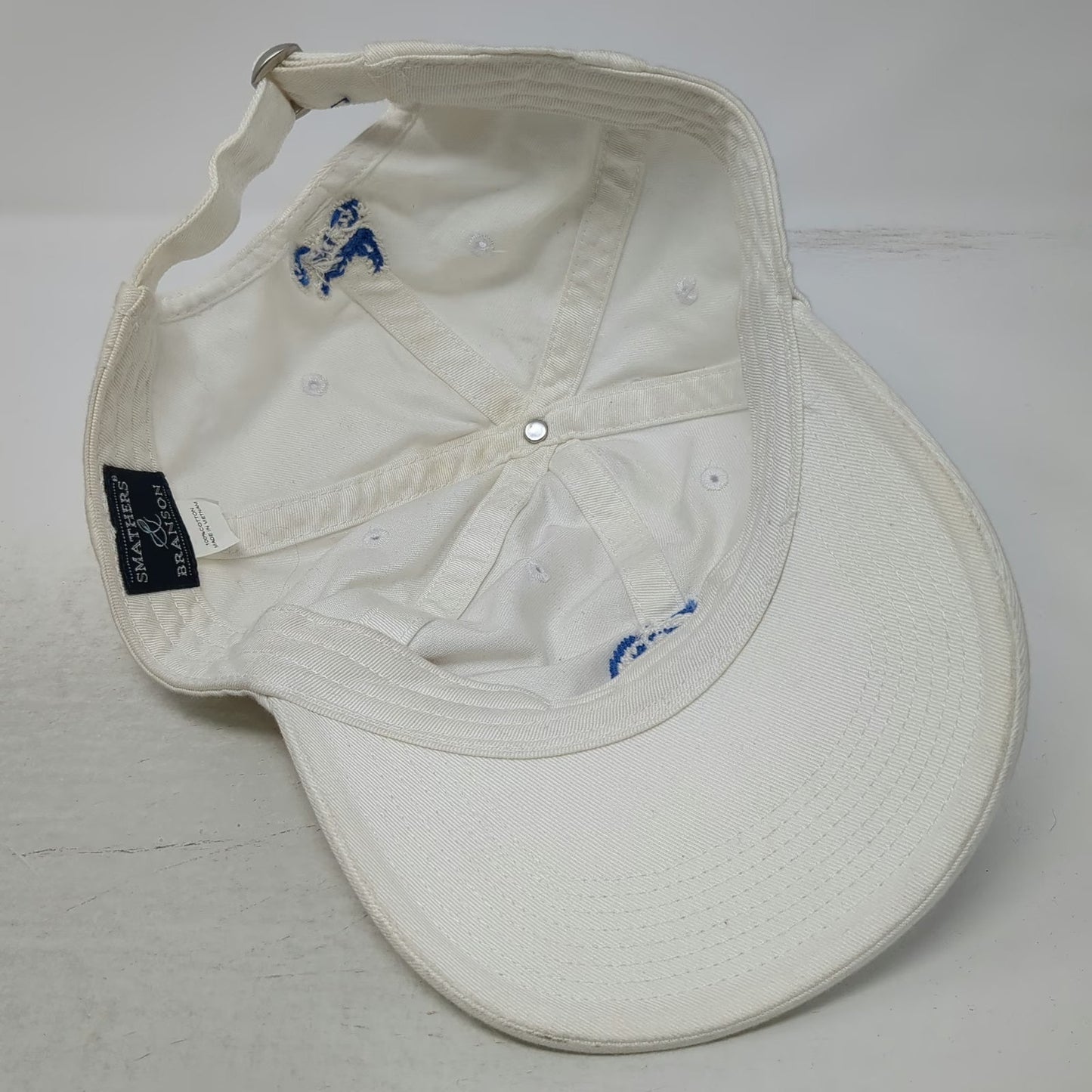 Smathers & Branson Baseball Cap White One Size Needlepoint Nantucket 9.24.21 Hat