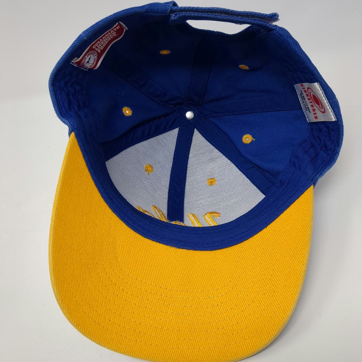 Signatures UCLA Bruins NCAA Blue Yellow One Size Strapback Cap Script Logo Hat