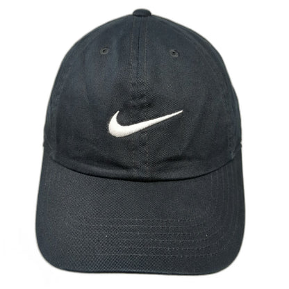 Nike Baseball Cap Black White One Size Adjustable Swoosh Slideback Cotton Hat