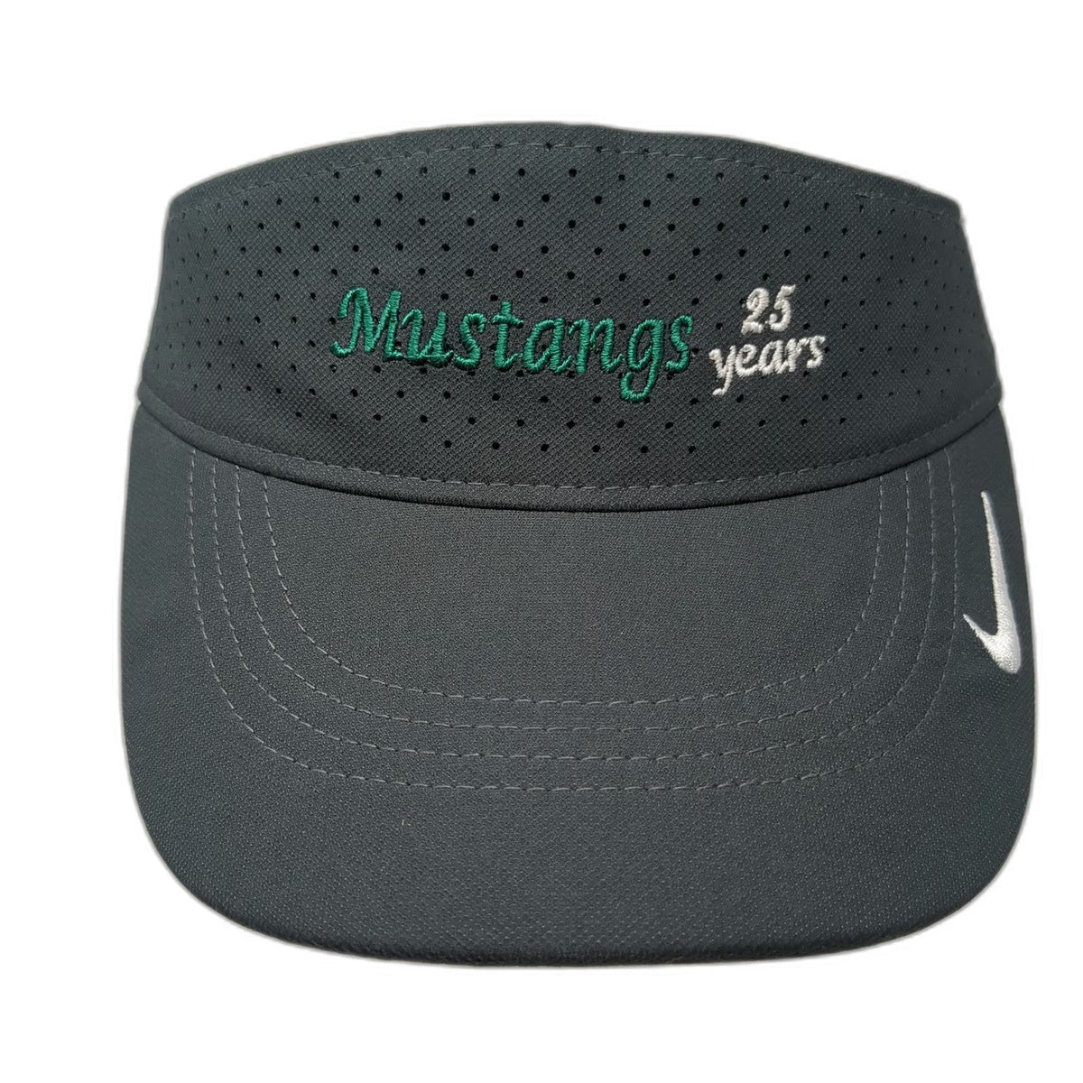 Nike Visor Gray One Size Dri-Fit Perforated Mustangs 25 Years Swoosh Golf Hat