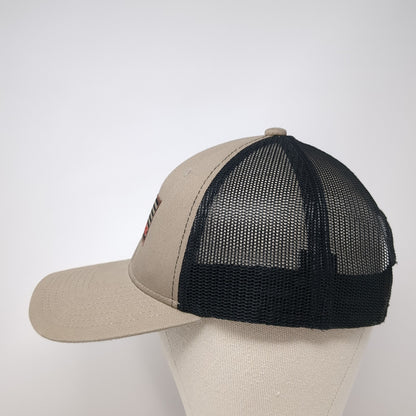 USA Flag Scheels Snapback Mesh Back Trucker Hat Brown One Size Colorblock