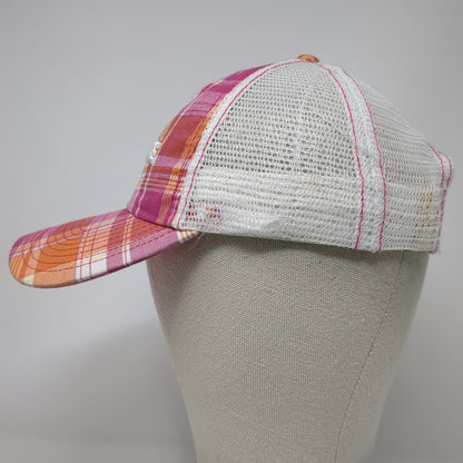 Polar Graphics Trucker Hat Pink White One Size Yosemite Plaid Mesh Snapback