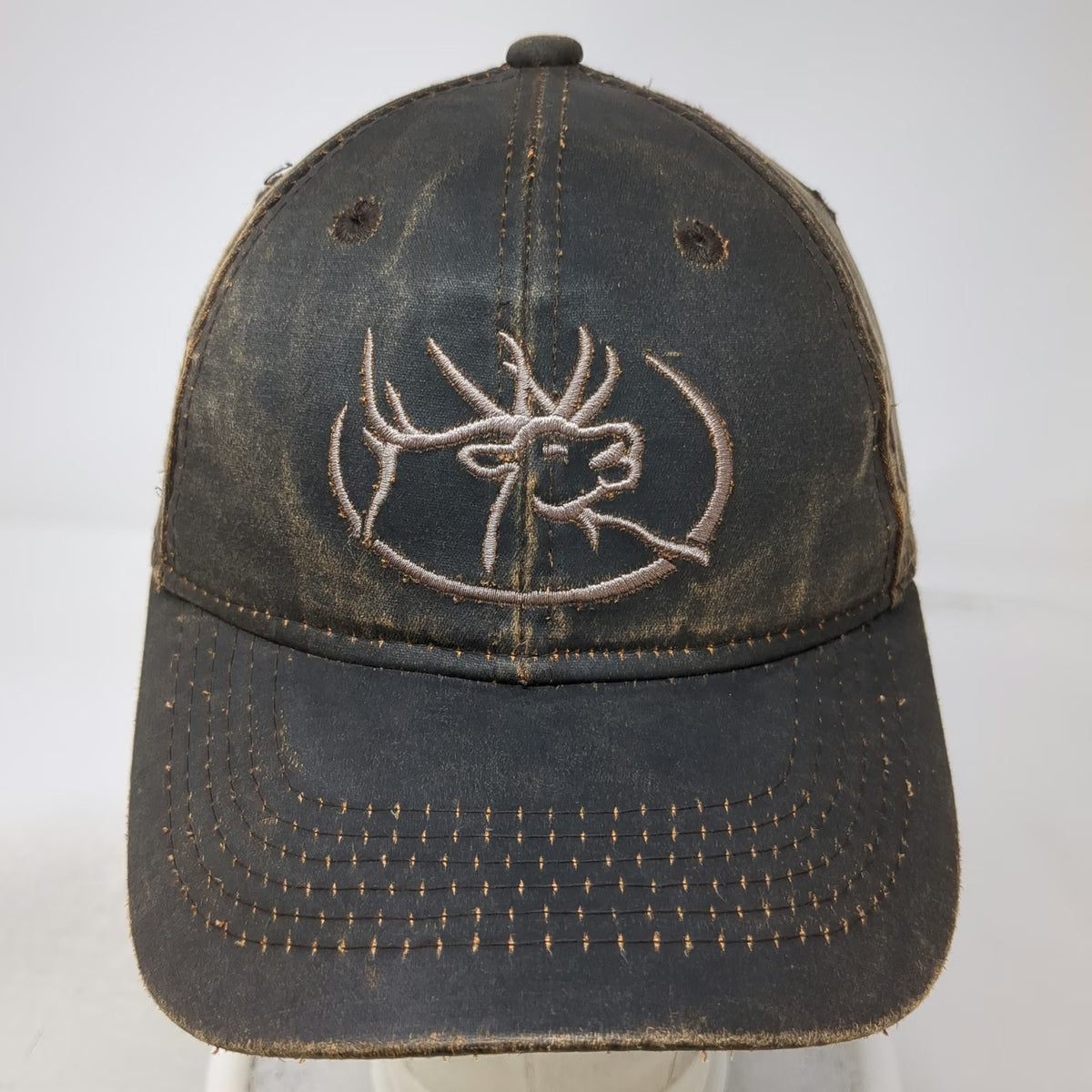 RMEF Snapback Brown One Size Distressed Elk Hunting Conservation Logo Hat