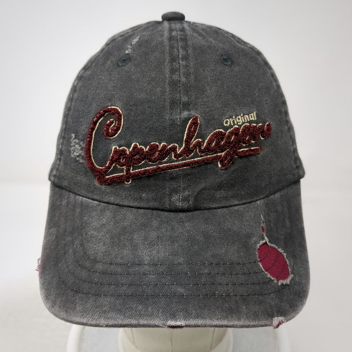 Robin Ruth Baseball Cap Gray Red One Size Frayed Cotton Copenhagen Denmark Hat