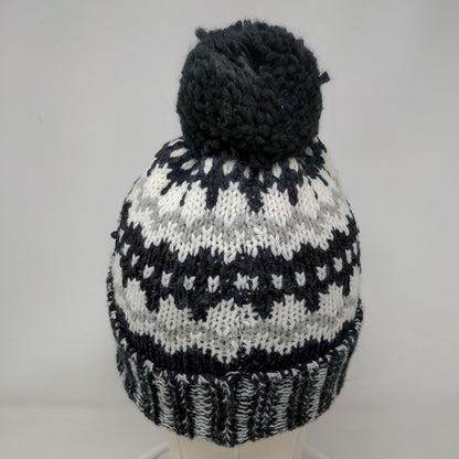 Old Navy Beanie Hat Multicolor One Size Stretch Hand Knitted Pom Pom Winter