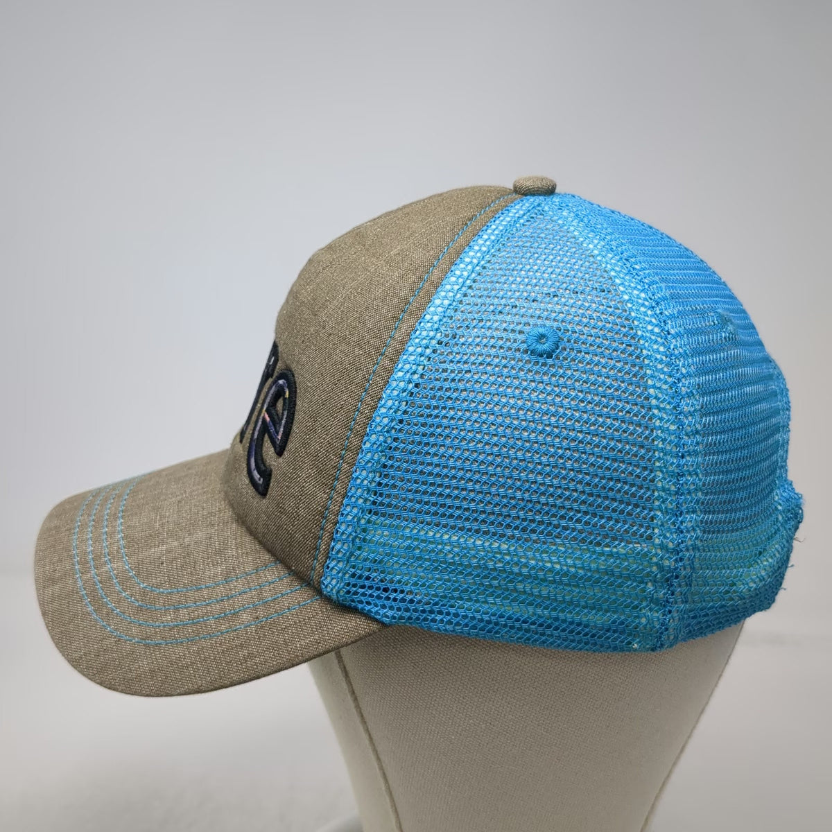 Pistil Trucker Hat Brown One Size Mesh Back Snapback Dare Logo Blue Mesh