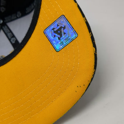 Top Level Snapback Black Yellow One Size Hat Paid In Full Money Print Flat Brim