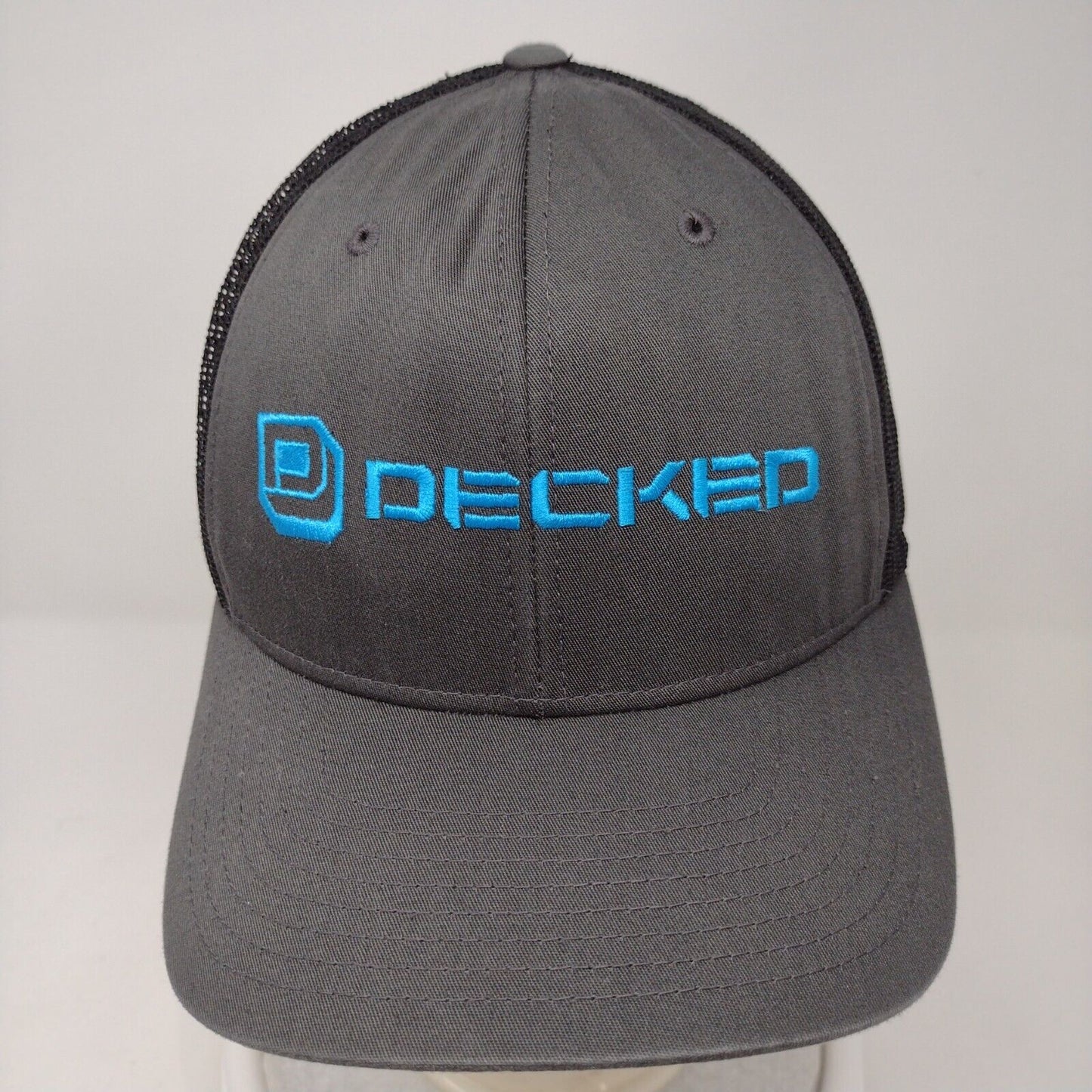 Decked Snapback Mesh Back Trucker Hat Gray OSFA Embroidered Colorblock