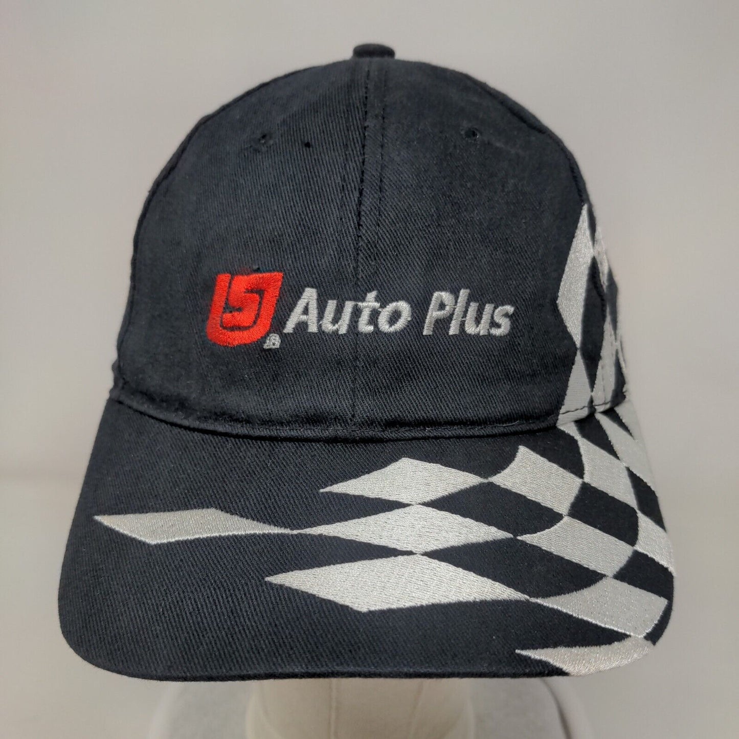 Auto Plus Strapback Hat Black One Size Adjustable Embroidered Head To Toe