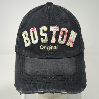 Robin Ruth Baseball Cap Black One Size Boston Floral Distressed Strapback Hat
