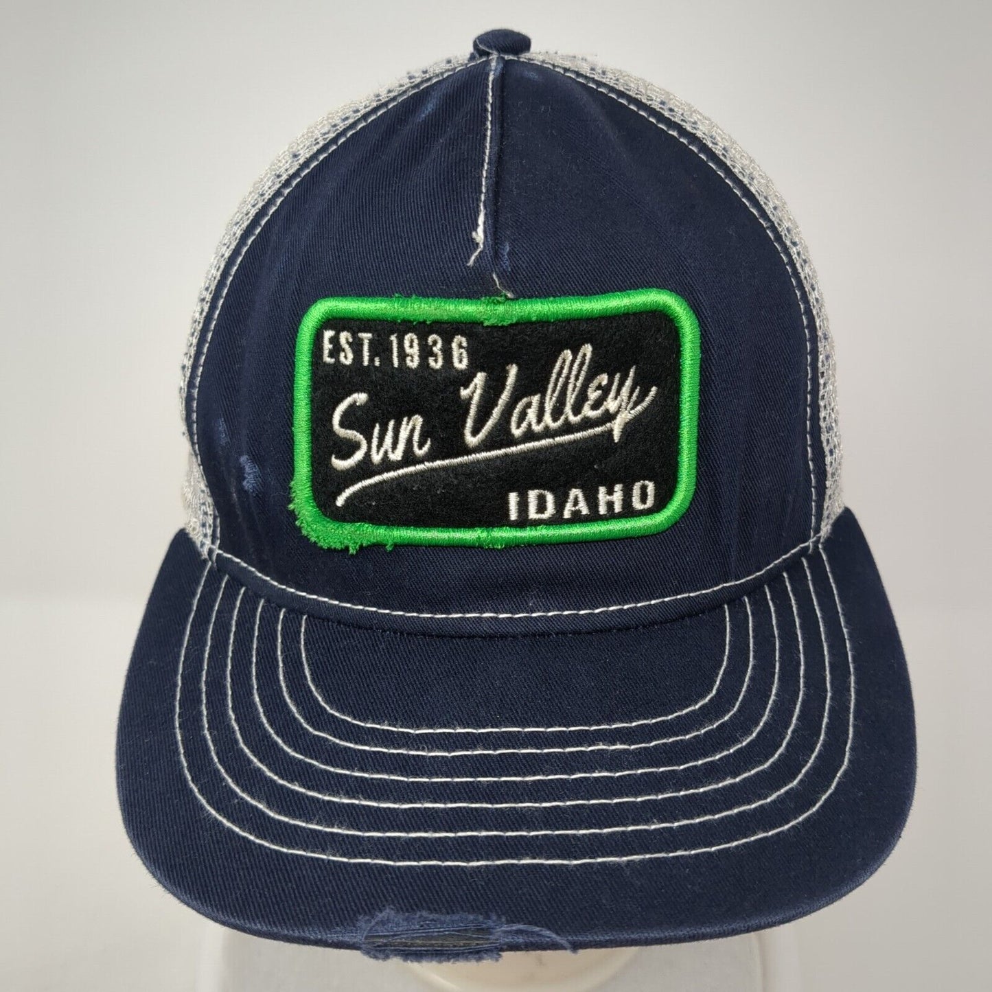 Sun Valley Idaho Snapback Trucker Hat Blue One Size Mesh Back Ouray