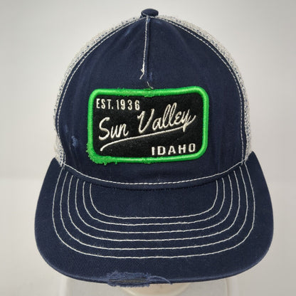 Sun Valley Idaho Snapback Trucker Hat Blue One Size Mesh Back Ouray