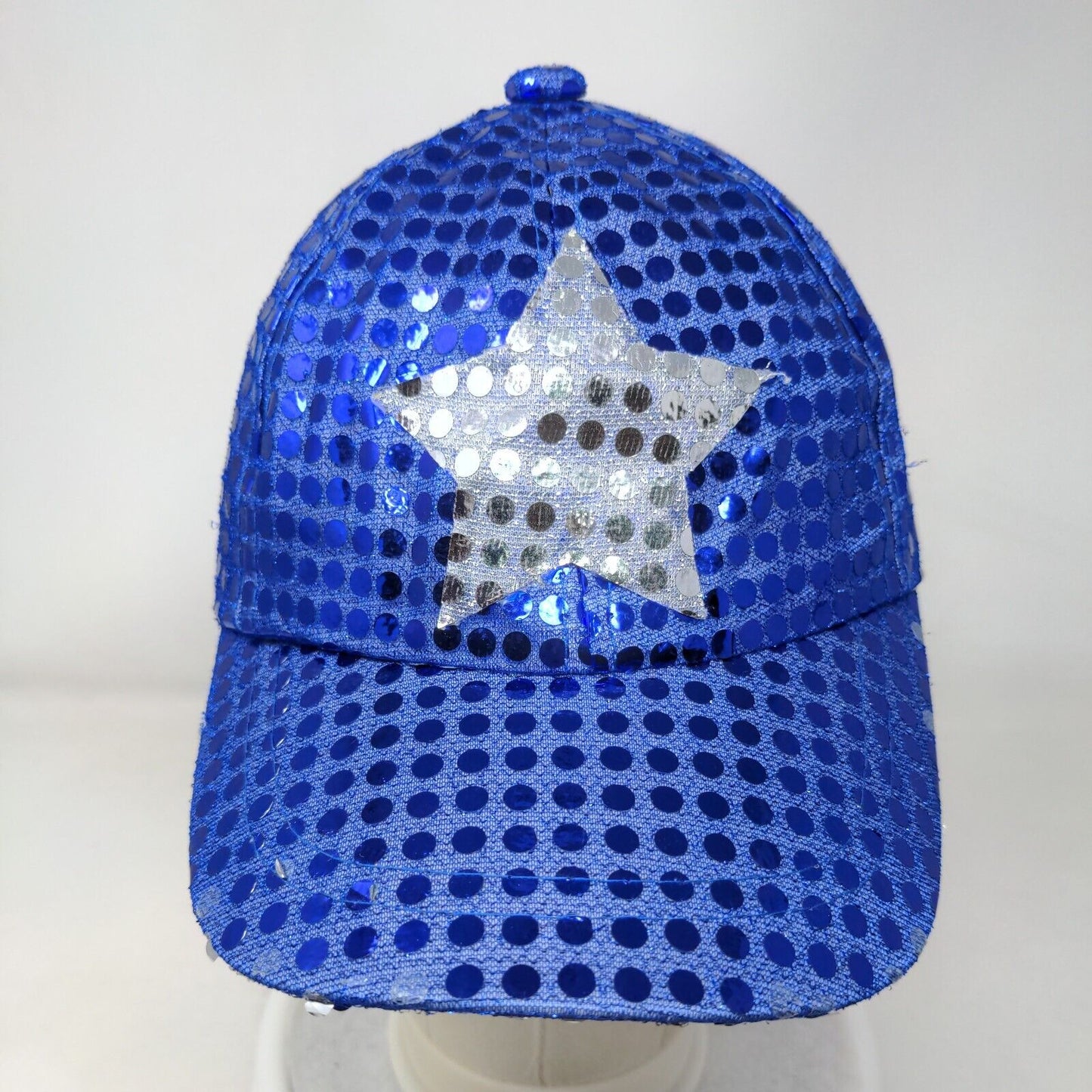 Star Sequin Strapback Hat Blue One Size Adjustable Sparkle 6 Panel