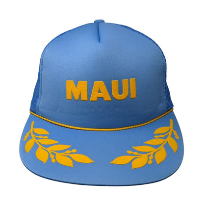 Maui Snapback Mesh Back Rope Trucker Hat Blue One Size Hawaiian Headwear