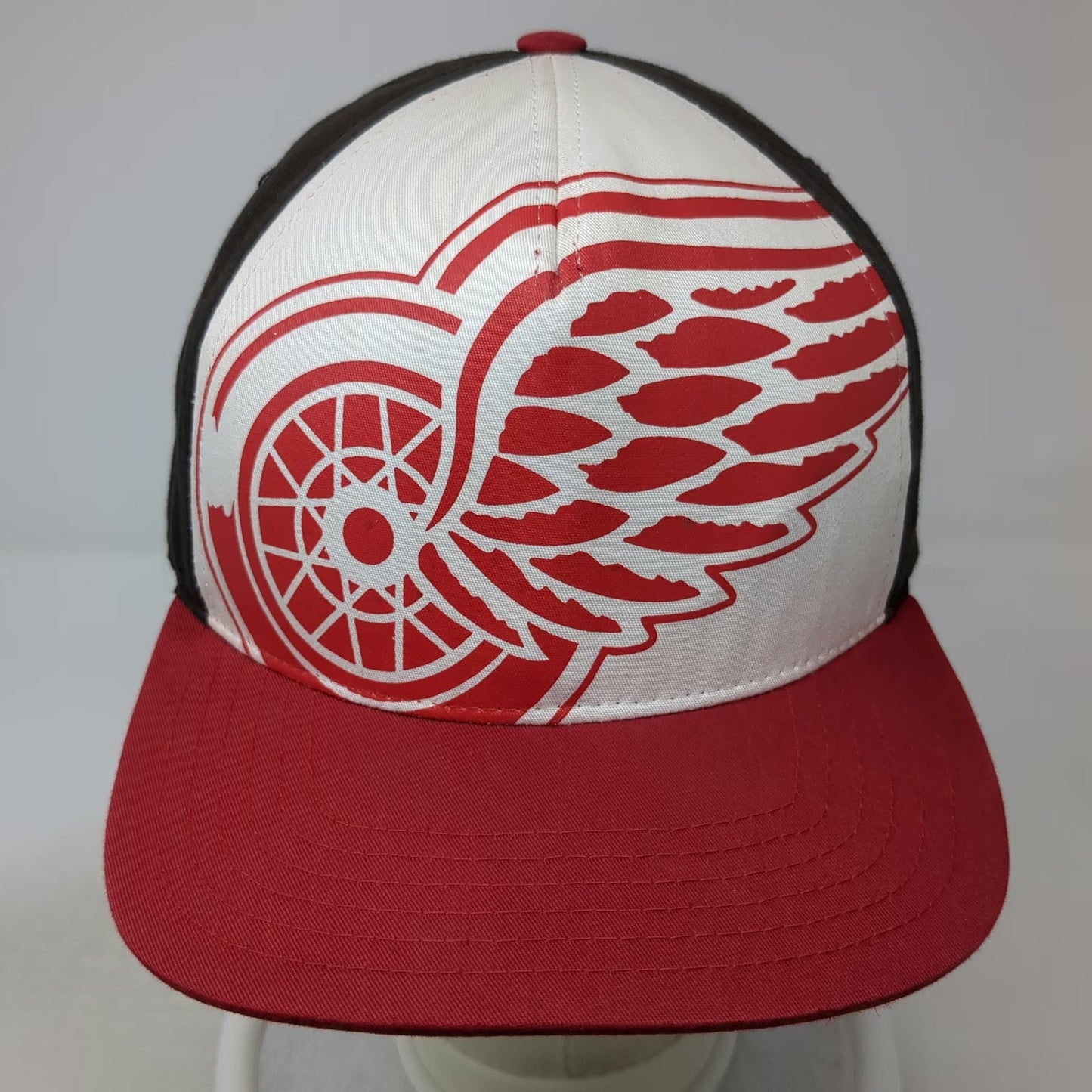 American Needle Detroit Red Wings NHL 5 Panel Snapback Hat Black Red White OSFM