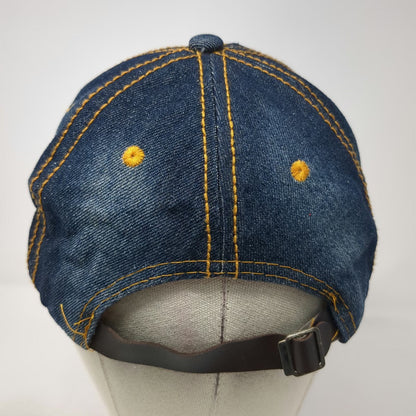 Rock Rhinestone Bling Distressed Blue Baseball Cap One Size Slideback Denim Hat