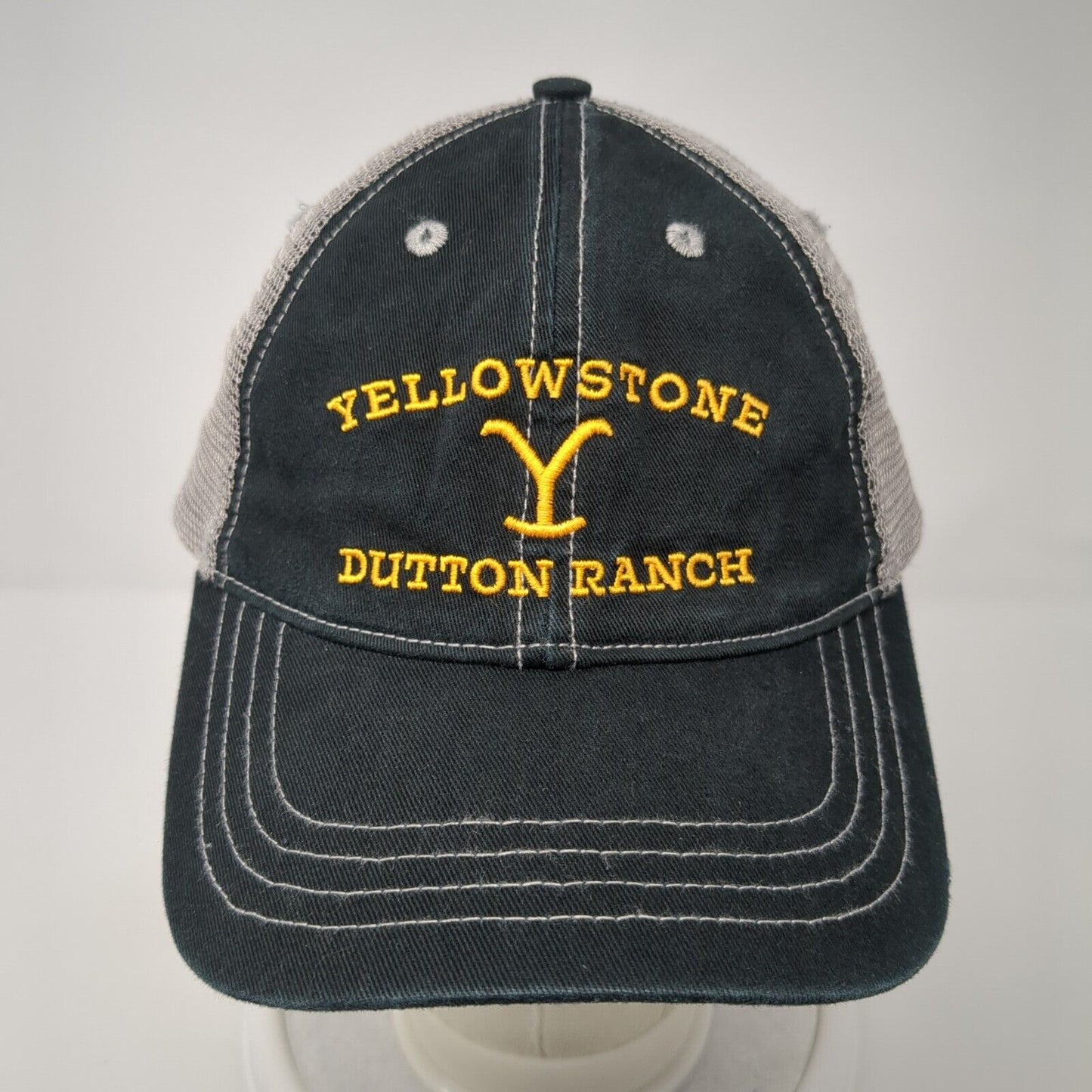 Yellowstone Dutton Ranch Strapback Trucker Hat Black One Size Mesh Back