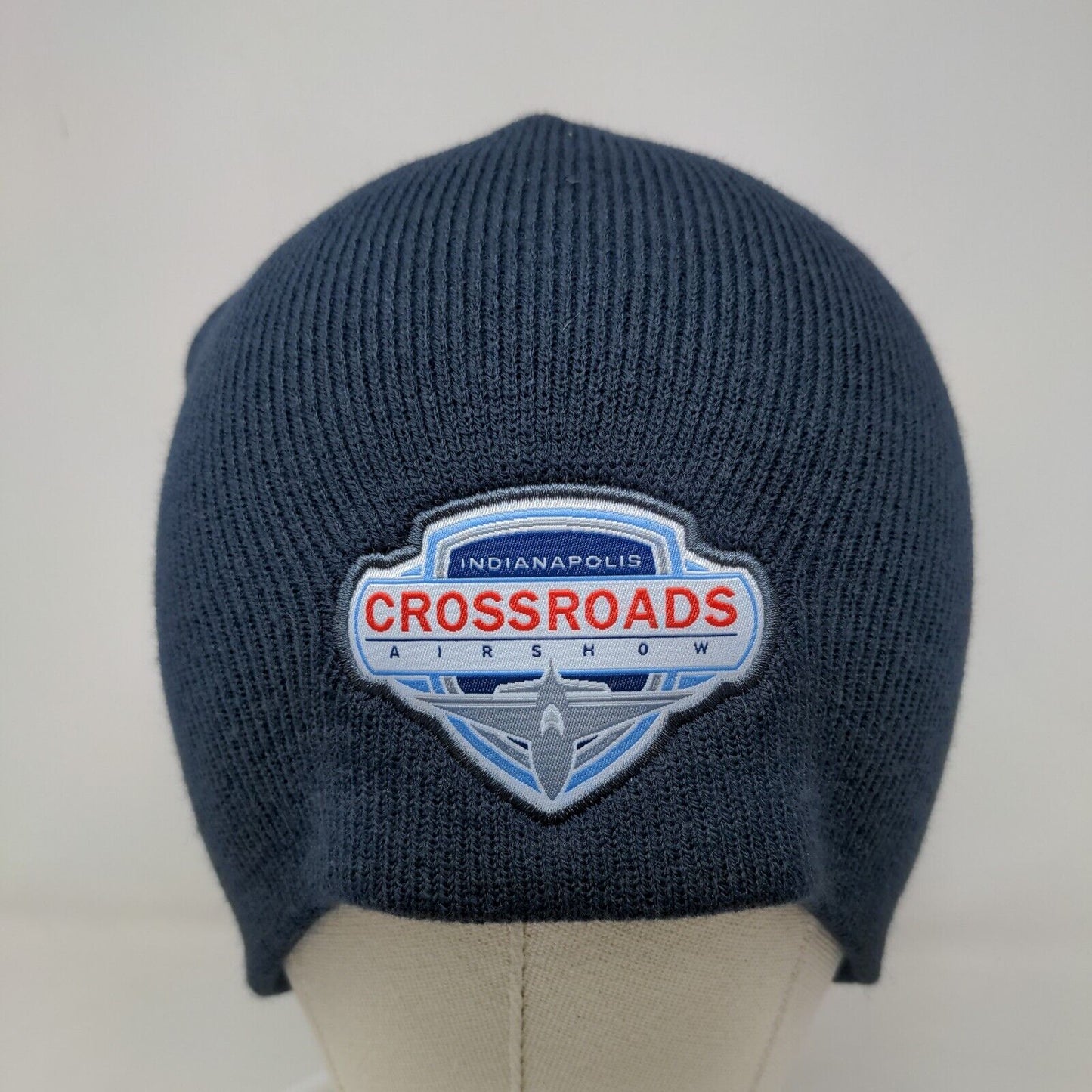 Indianapolis Crossroads Airshow Men's Knit Beanie Hat Blue 100% Acrylic Planes