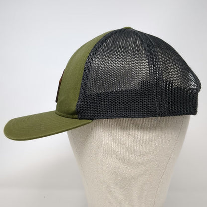 Pacific Headwear Trucker Hat Green OSFM Leather Patch Construction Mesh Snapback