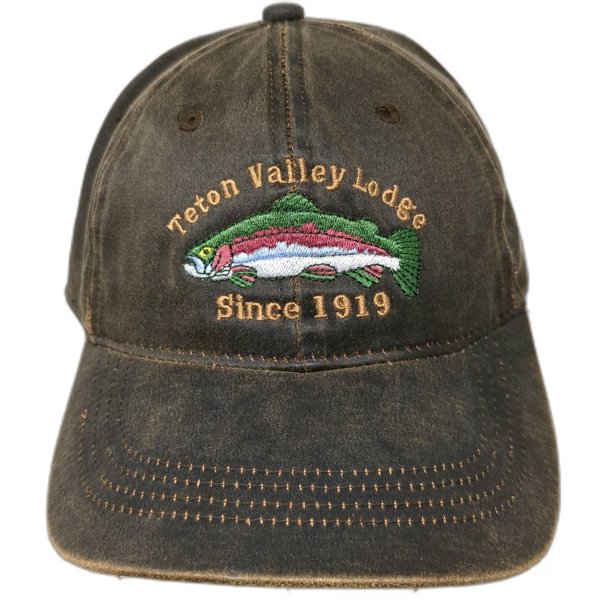 Legacy Baseball Cap Brown One Size Teton Valley Lodge Embroidered Trout Hat