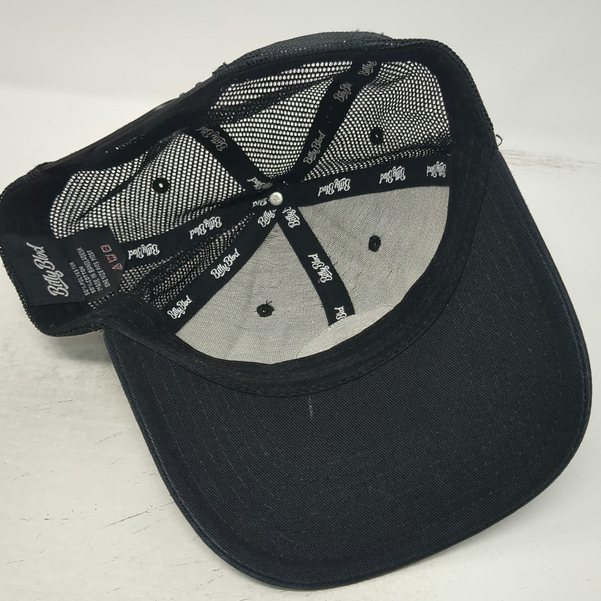 Billy Blvd Trucker Hat Black One Size BB Logo Mesh Snapback Curved Brim Patch