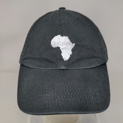 Africa Map Slideback Hat Black One Size Adjustable Vent Holes 6 Panel