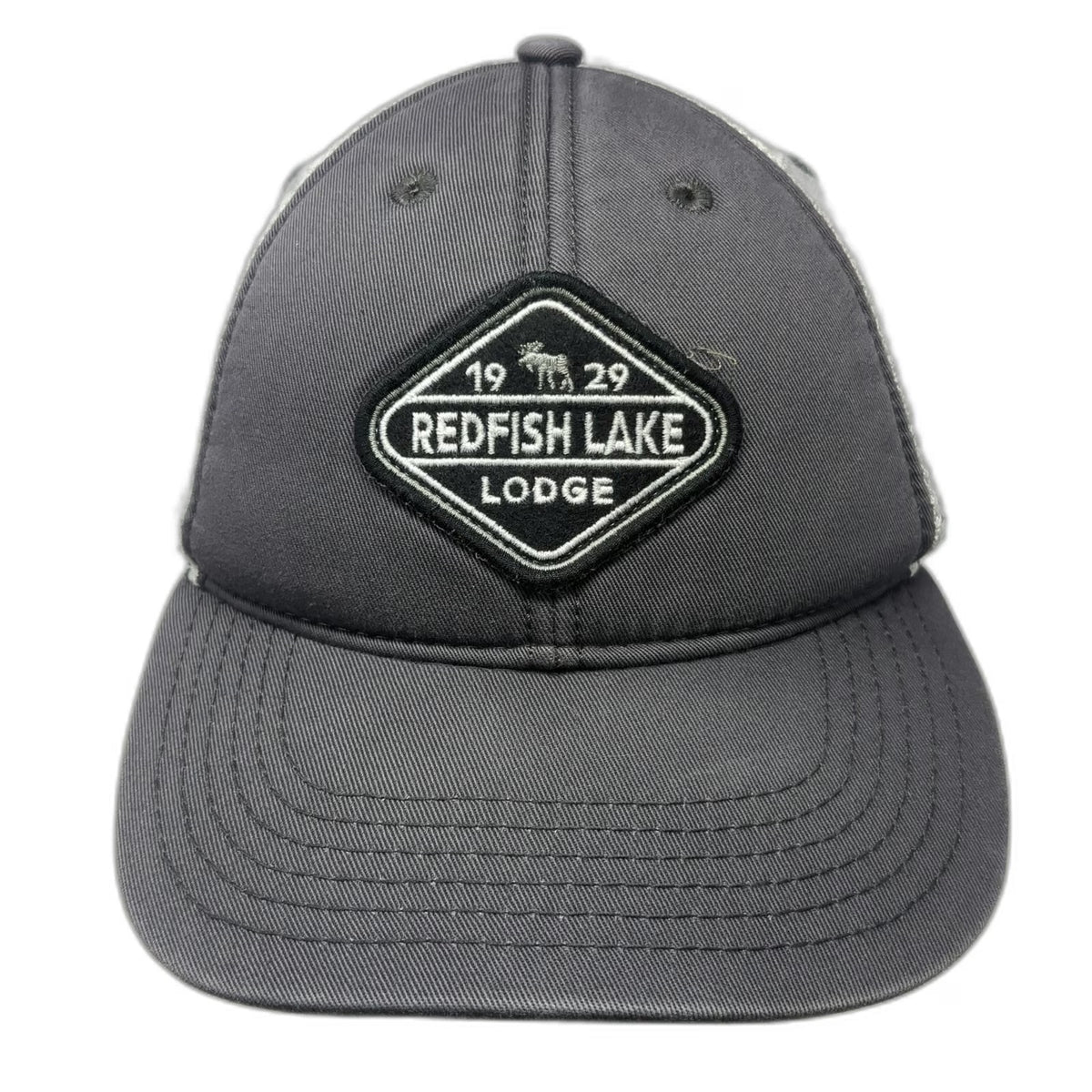 Legacy Trucker Hat Gray White One Size Redfish Lake Lodge Moose Snapback Mesh