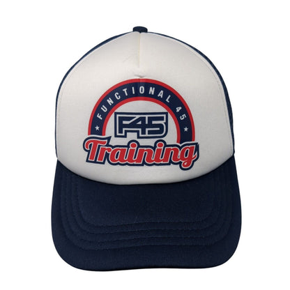 F45 Functional 45 Training Snapback Trucker Hat Blue OS Adjustable Mesh Back