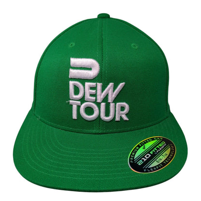 Dew Tour 210 Fitted Hat Green Size 6 7/8-7 1/4 Embroidered 6 Panel Flexfit