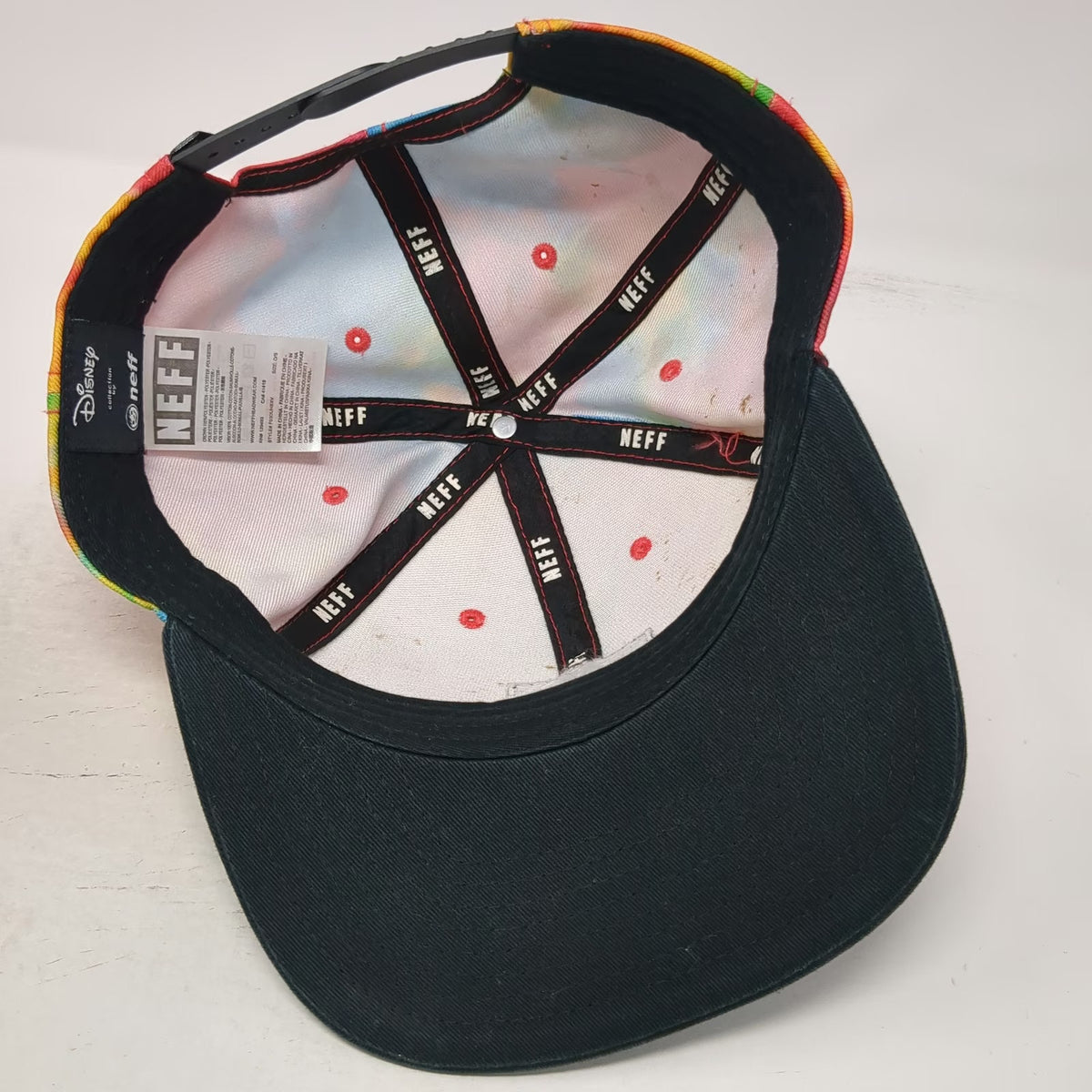 Neff Disney Mickey Mouse Tie Dye Snapback Hat Red Blue Yellow One Size Flat Brim