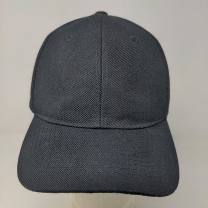 Top Level Men's Strapback Hat Black Adjustable Blank 100% Polyester