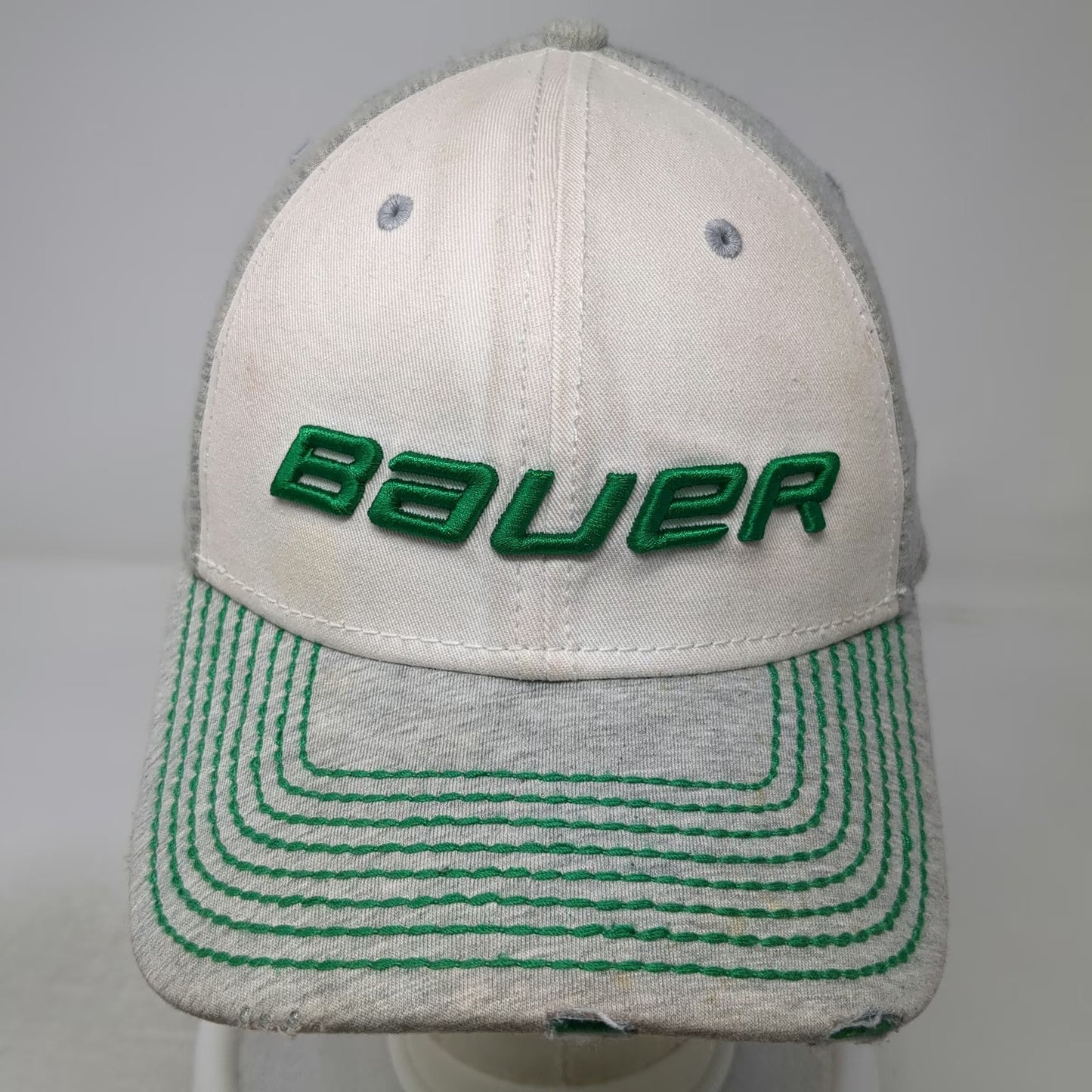 New Era Bauer Hockey Baseball Cap Gray M 39THIRTY Clover Green Stitching Hat