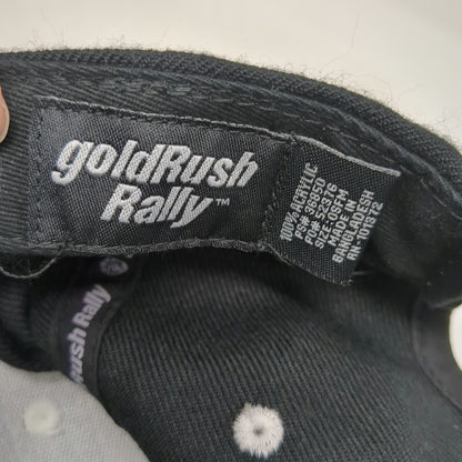 goldRush Rally 5 Panel Black One Size Hat Snapback Flat Brim GR7 Shield Logo
