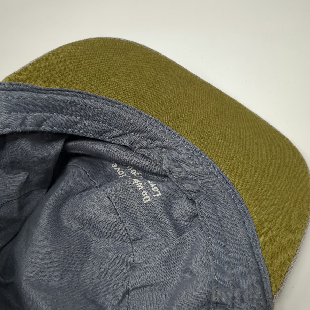PrAna Army Cap Gray OSFM Herringbone Cotton Adjustable Contrast Underbrim Hat