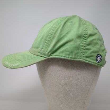 Life is Good Baseball Cap Green One Size Dog Sunglasses Flower Hat Slideback