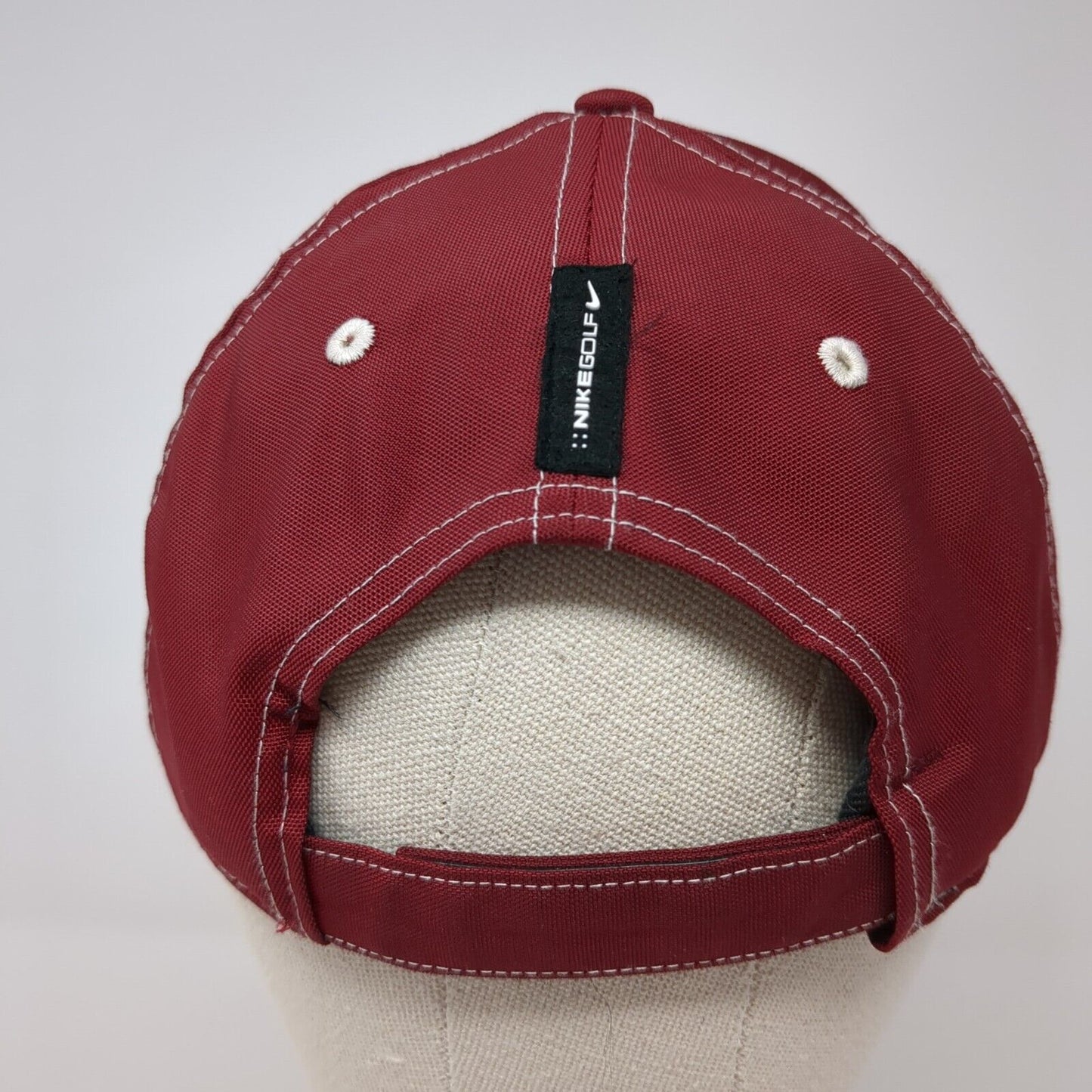Nike Golf Strapback Hat Red One Size Adjustable Embroidered Swoosh Polyester