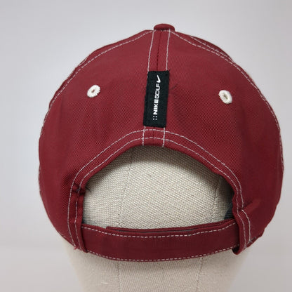 Nike Golf Strapback Hat Red One Size Adjustable Embroidered Swoosh Polyester