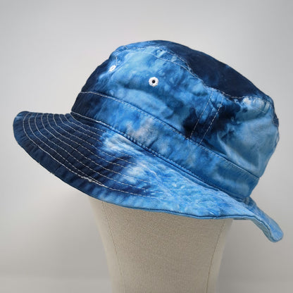 HeadShot Bucket Hat Blue XL Tie Dye Contrast Stitching Cotton Sun Summer Hat