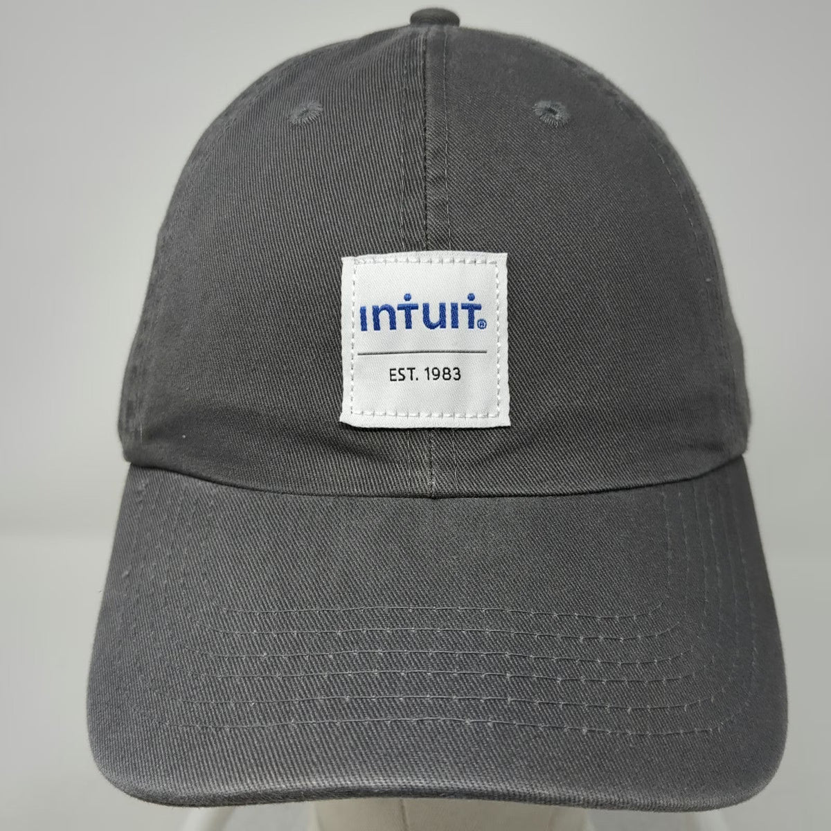 Quake City Caps Intuit Logo Patch Gray Baseball Cap OSFM Slideback Hat Cotton