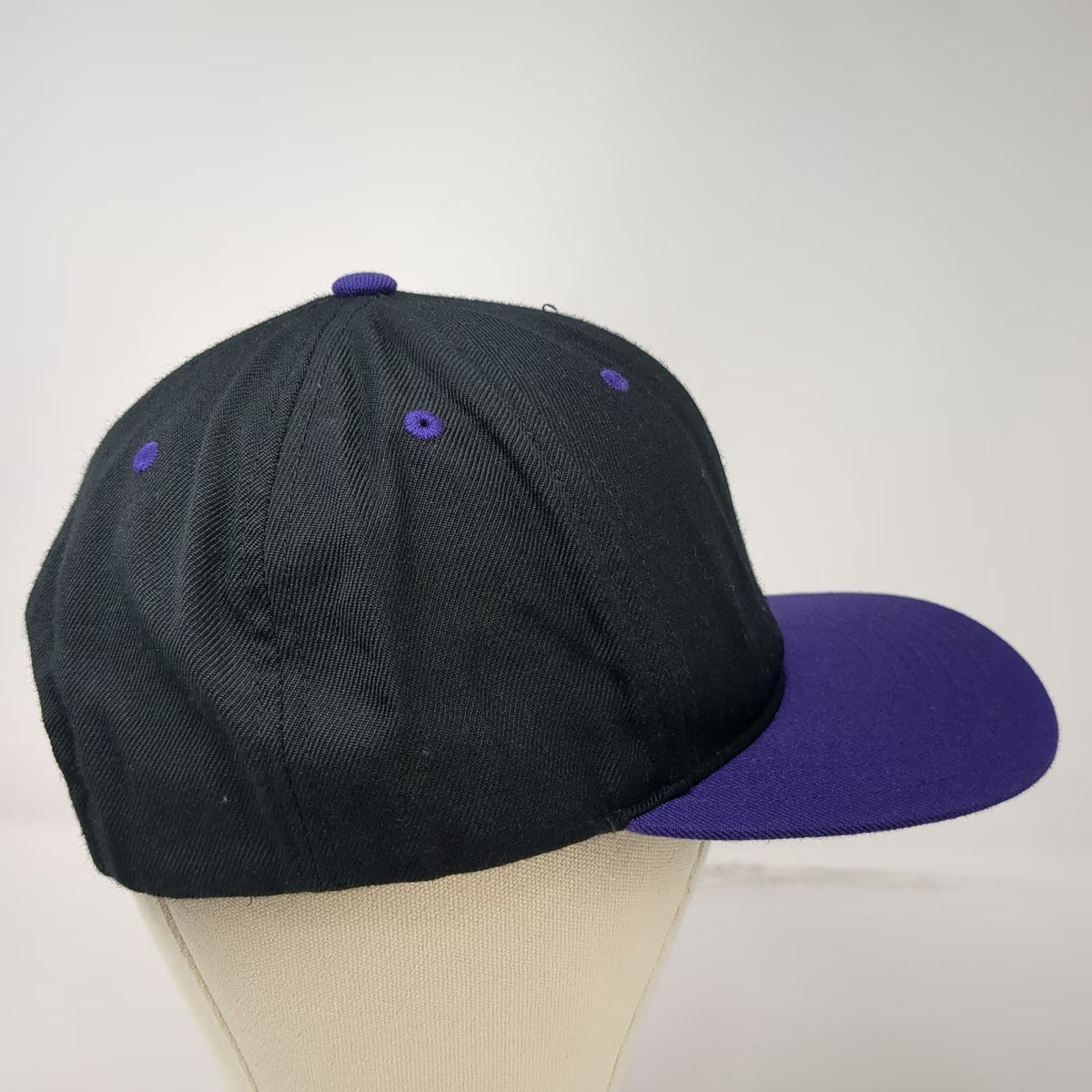 Yupoong Snapback Hat OSFM Black Purple Cascade Raft Kayak Wave Flat Brim Logo