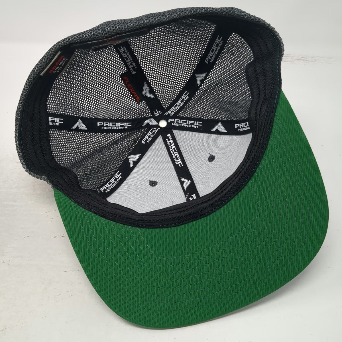 Pacific Headwear Baseball Cap Green Gray 7 3/8 Mesh Flexfit Timmy's Tree Service