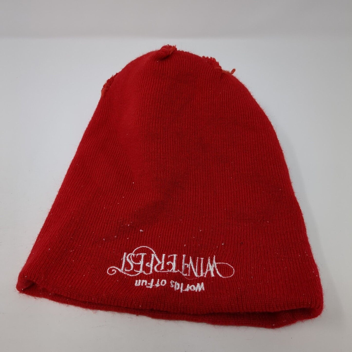Worlds of Fun Winterfest Knit Pom Pom Beanie Hat Red One Size Fair Isle