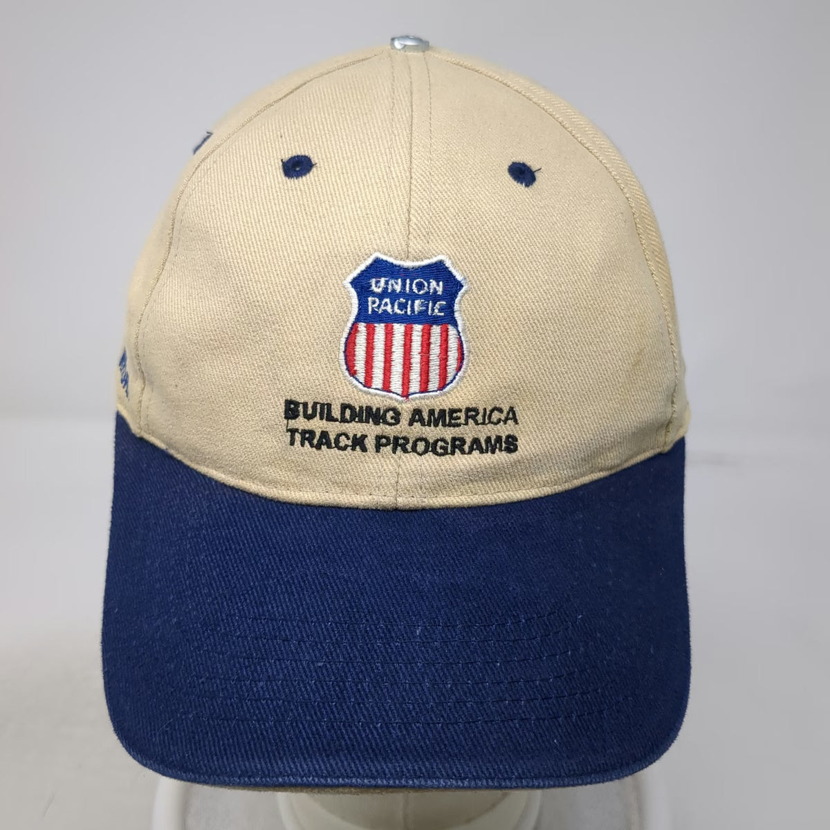 Baseball Cap Beige Blue One Size Union Pacific Building America Engineering Hat