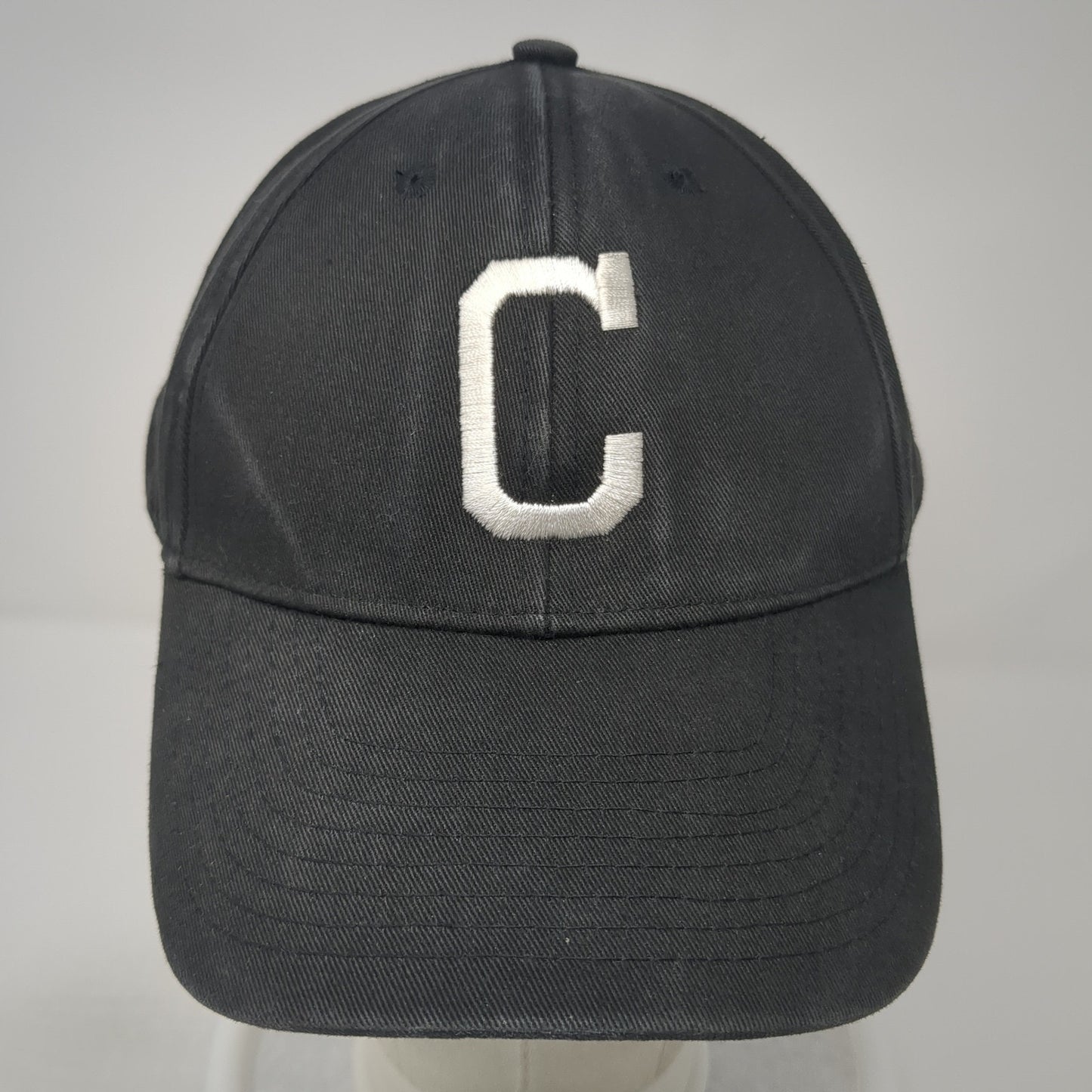 Letter C Strapback Hat Black One Size Adjustable Embroidered 6 Panel