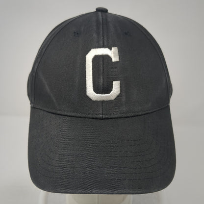 Letter C Strapback Hat Black One Size Adjustable Embroidered 6 Panel