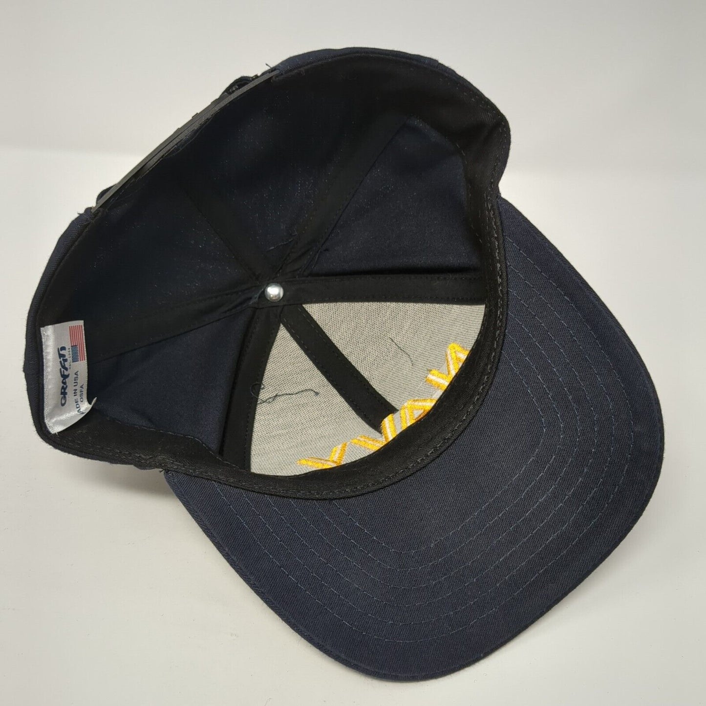NAVY Snapback Hat Blue One Size Adjustable Embroidered 6 Panel Graffiti